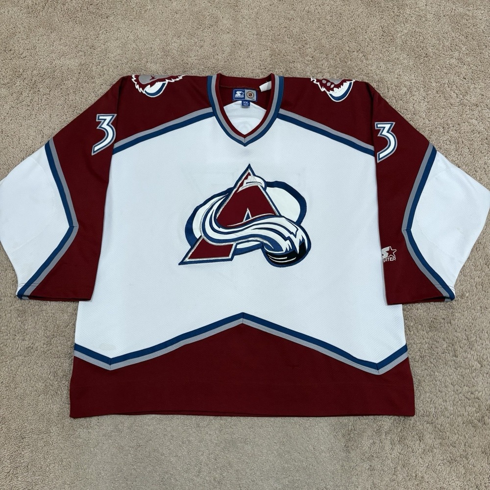 Vintage Patrick Roy Colorado Avalanche Starter Jersey NHL Men's 2XL White